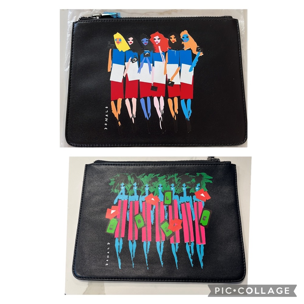 - 2 rare Donald “drawbertson” Robertson clutch, purse, wallet